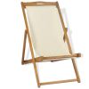 Deck Chair Teak 22.1"x41.3"x37.8" Cream