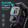 The New Dual USB Car Charger FM Transmitter Bluetooth Adapter Wireless Handsfree Stereo Mp3 Player Colorful Lights FM Modulator