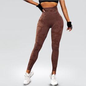 Yoga Pants High Waist Hip Lift Tights Sports Fitness (Option: Coffee-M)