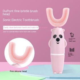 Smart Soft Fur Waterproof Children's Electric Toothbrush (Option: Pink Silicone End)