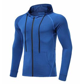 Men's Long-sleeved Stretch Tight Fitness Training Suit (Option: Blue-2XL)