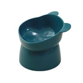 High Foot Oblique Neck Protection Pet Bowl (Option: Bear Head Blue)
