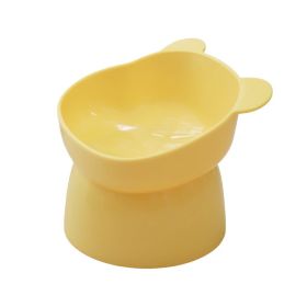 High Foot Oblique Neck Protection Pet Bowl (Option: Bear Head Yellow)
