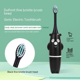 Smart Soft Fur Waterproof Children's Electric Toothbrush (Option: Black Thin Brush Head)
