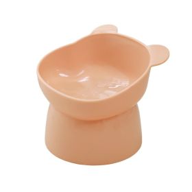 High Foot Oblique Neck Protection Pet Bowl (Option: Bear Head Pink)
