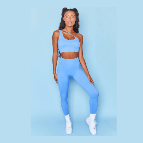 Women's High Elastic Sling Sleeveless Yoga Clothes Fitness Suit (Option: Blue-S)