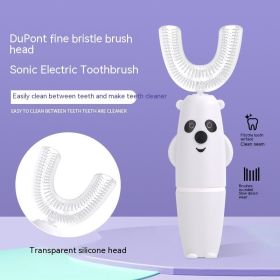 Smart Soft Fur Waterproof Children's Electric Toothbrush (Option: White Silicone End)
