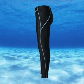 Sunproof Shark Skin Long Legs Competition Men's Swimming Trunks (Option: Black grey line-M)