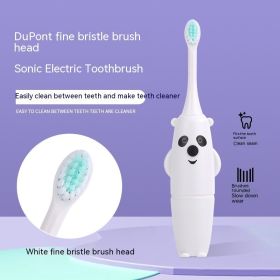Smart Soft Fur Waterproof Children's Electric Toothbrush (Option: White Thin Brush Head)