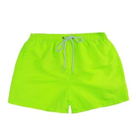 Men's Beach Quick Dry Three Points Casual Loose Surf Pants (Option: Fluorescent green-XL)