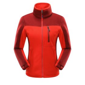 Cross-border Sources Of New Polar Fleece Warm Fleece Couple Cardigan Contrast (Option: Red girl-5XL)