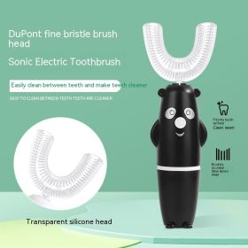 Smart Soft Fur Waterproof Children's Electric Toothbrush (Option: Black Silicone End)