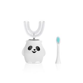 Children's Silicone Electric Soft Bristle U-shaped Toothbrush (Color: White)