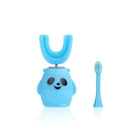 Children's Silicone Electric Soft Bristle U-shaped Toothbrush (Color: Blue)