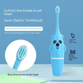 Smart Soft Fur Waterproof Children's Electric Toothbrush (Option: Blue Thin Brush Head)