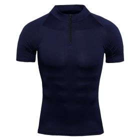 Men's Personal Trainer Overalls With Short Sleeves (Option: Dark Blue-4XL)