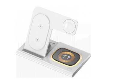 Fashion Folding Four-in-one Wireless Charger (Option: White Apple Version)