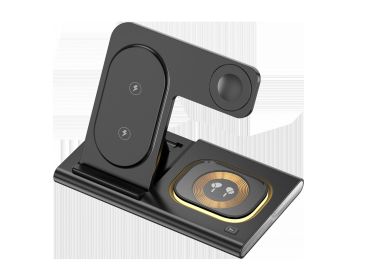 Fashion Folding Four-in-one Wireless Charger (Option: Black Apple Version)