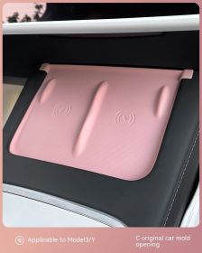 Central Control Wireless Charger Mobile Phone Silica Gel Pad (Color: Pink)