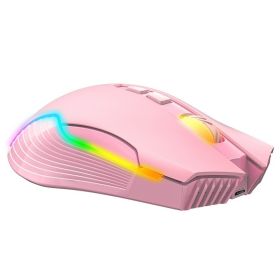USB Charging Luminous 24g Wireless Gaming Mouse Bluetooth (Color: Pink)