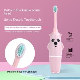 Smart Soft Fur Waterproof Children's Electric Toothbrush (Option: Pink Thin Brush Head)