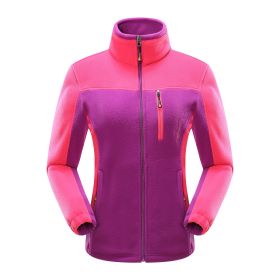 Cross-border Sources Of New Polar Fleece Warm Fleece Couple Cardigan Contrast (Option: Purple female-4XL)