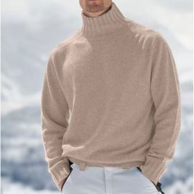 European And American Foreign Trade Men's Acrylic Fiber Fine Yarn Warm Sweater (Option: Khaki-XL)