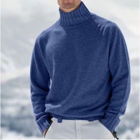 European And American Foreign Trade Men's Acrylic Fiber Fine Yarn Warm Sweater (Option: Blue-XL)