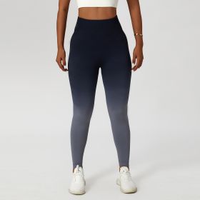 Gradient Fitness High Waist Sportswear Tight Outdoor Pants (Option: Black And Gray-L)